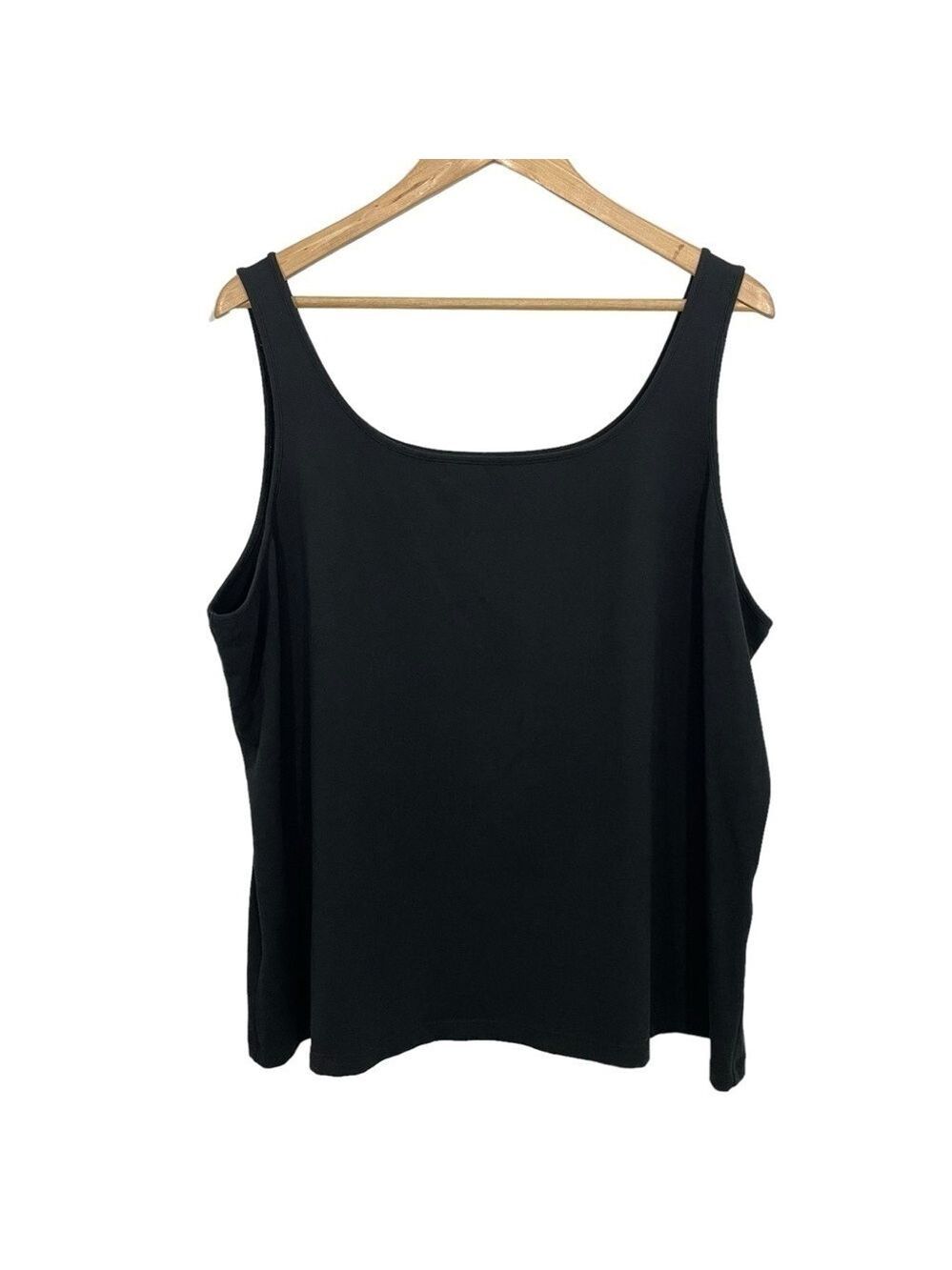 Talbots Basic Tank Top Womens 3X Black Sleeveless Wide Strap Cami Stretch EUC